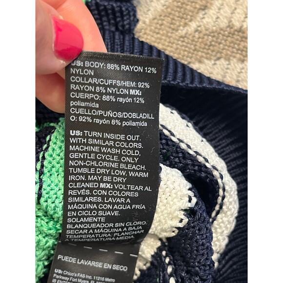 White House Black Market Long Sleeve Stripe V-Neck Pullover Sweater, size medium - Picture 9 of 14